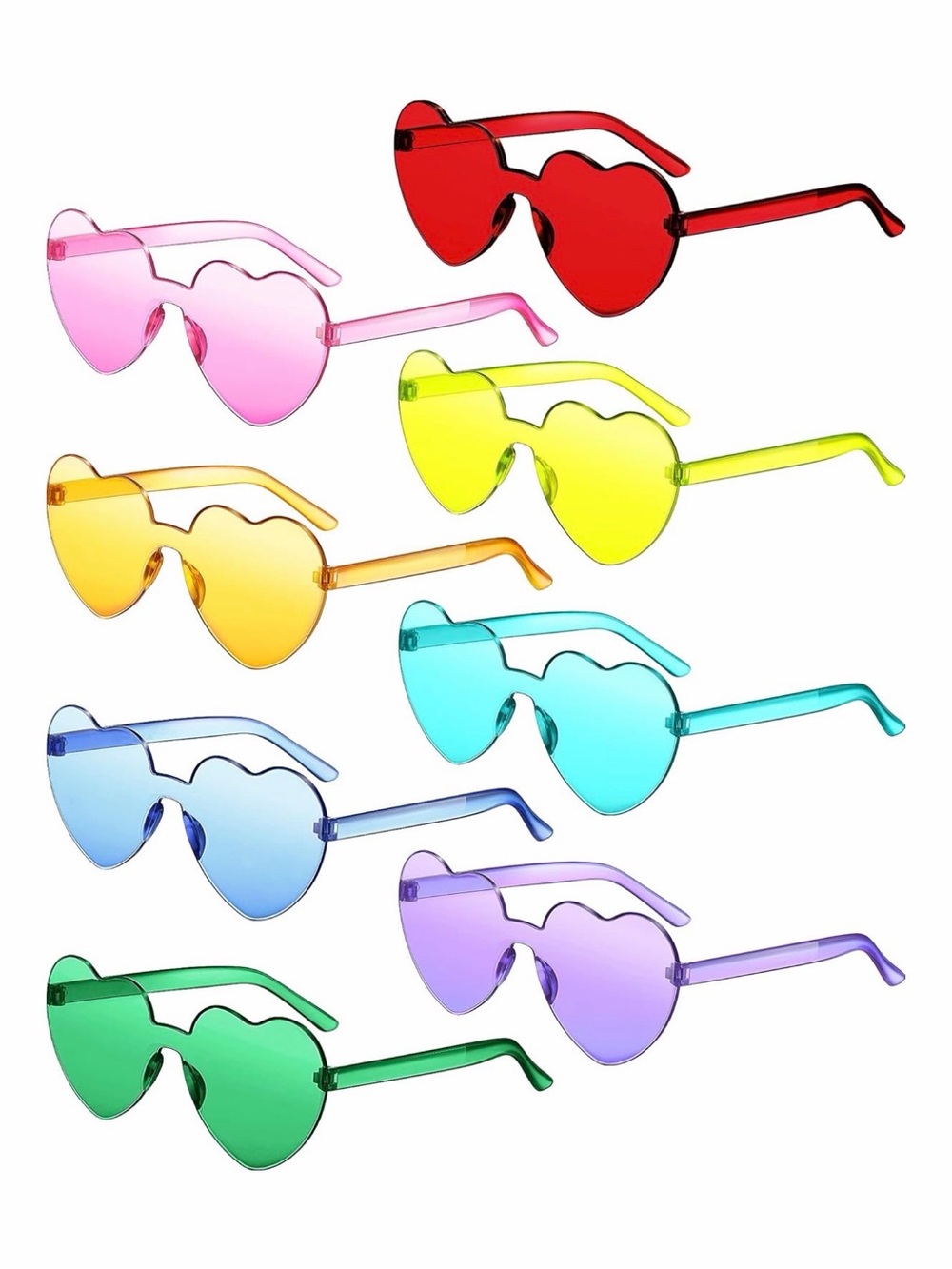 Rainbow Heart-Shaped Sunglasses Set - Multicolor
